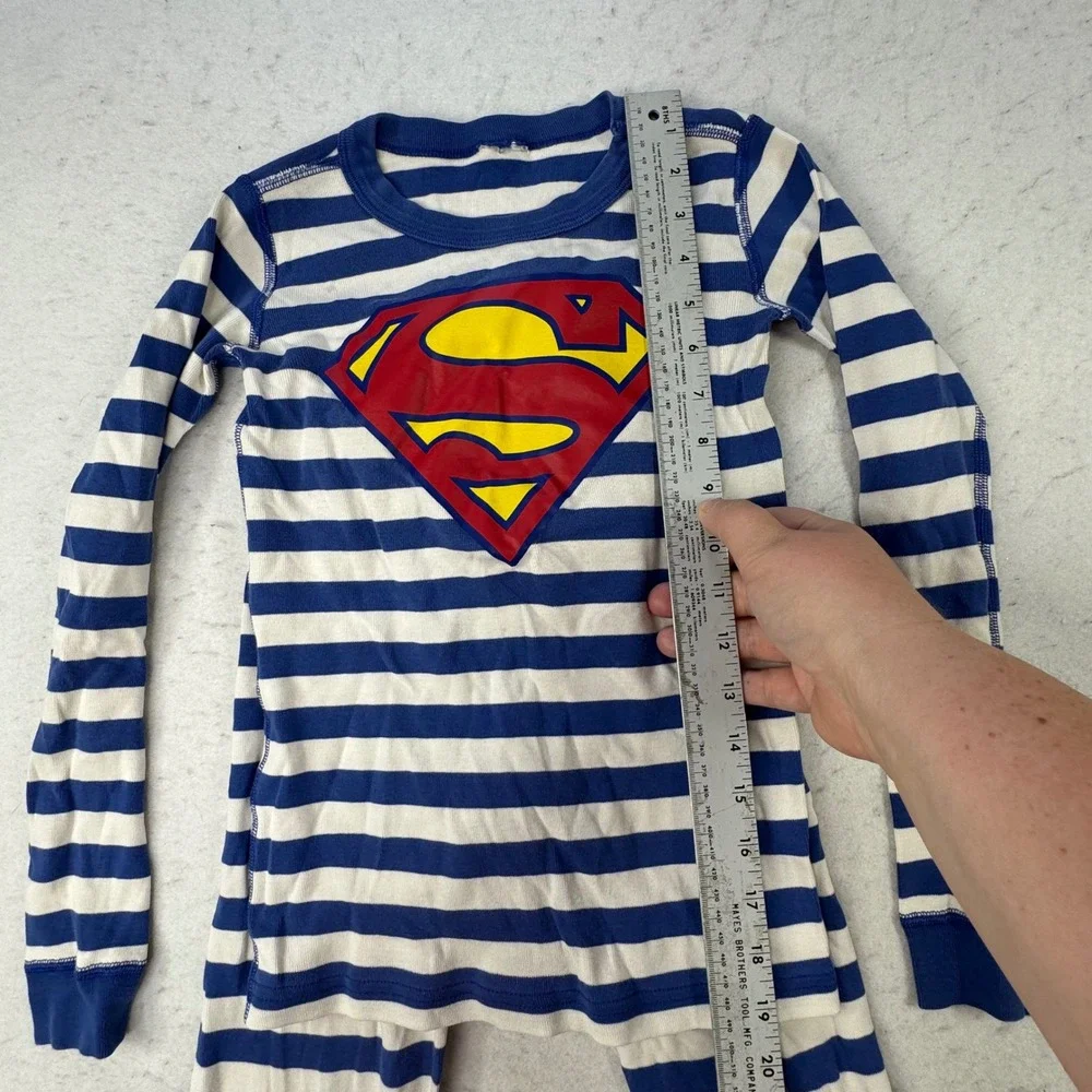 Hanna Andersson Pajama Set Kids Size 8 Superman Striped Organic Cotton Blue PJs